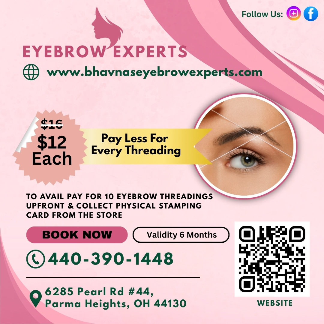10 eyebrow threading sessions at $12 each